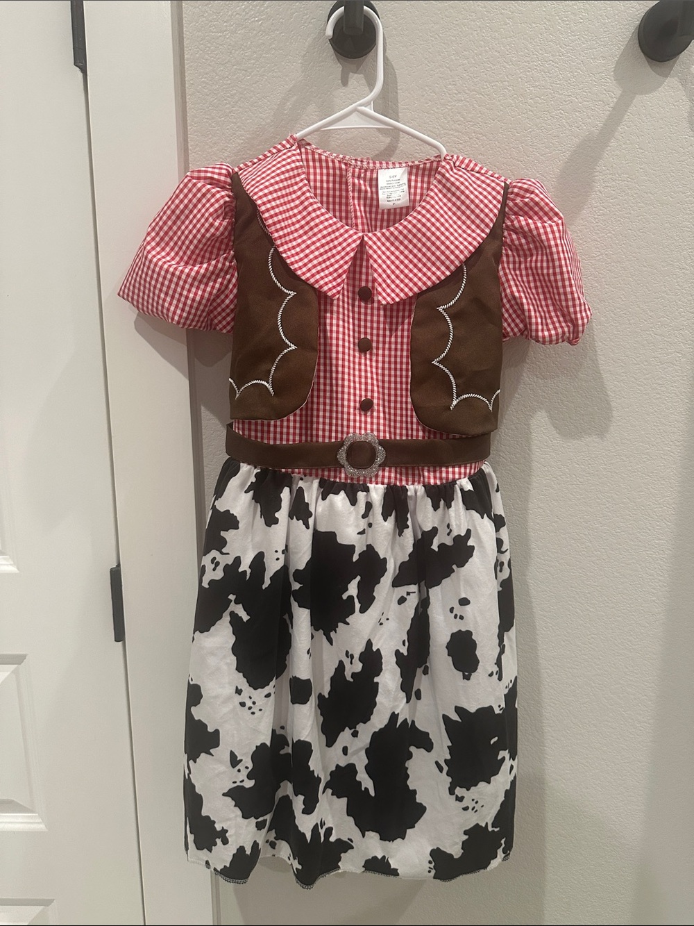 EUC Girls' Red Gingham Print Cowgirl Dress Halloween Costume Size 5 6 Years 5T 6